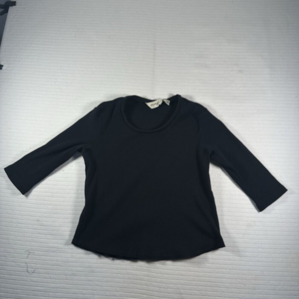 Eddie Bauer Women’s XL Black Knit Top 3/4 Sleeve Crew Neck Casual Stretch Shirt